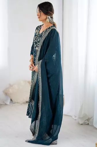 Anarkali Gown Set Wedding Wear Gown Floral Suit Set