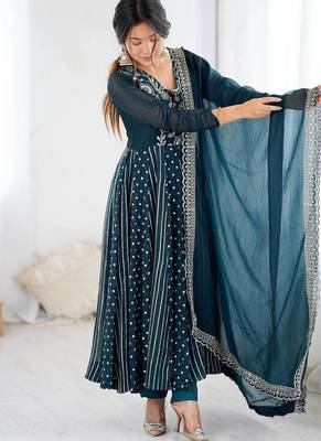 Anarkali Gown Set Wedding Wear Gown Floral Suit Set 4