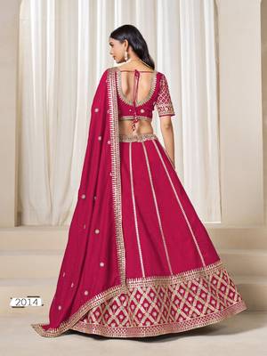 red embriodered art silk blend lehenga set with choli and dupatta 4