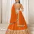 orange embriodered art silk lehenga set with choli and dupatta