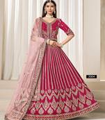 red heavy embriodered art silk lehenga set with choli and dupatta