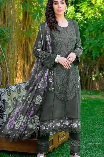 Mehendi embroidered sequence work heavy fox georgette unstitched suit