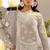 Beige embroidered sequence work heavy fox georgette unstitched suit borring with moti