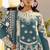 Teal embroidered sequence work heavy fox georgette unstitched suit borring with moti