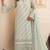 Sea green embroidered sequence work heavy fox georgette unstitched suit with zarkan