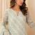 Sea green embroidered sequence work heavy fox georgette unstitched suit with zarkan
