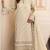 Beige embroidered sequence work heavy fox georgette unstitched suit with zarkan