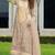 Cream embroidered sequence cut work heavy organza unstitched suit with moti & frill