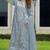 Grey embroidered sequence cut work heavy organza unstitched suit with moti & frill