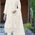 White embroidered sequence work heavy organza unstitched suit with moti & fancy lace
