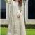 White embroidered sequence cut work heavy organza unstitched suit with moti & frill