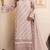 Baby pink embroidered sequence work heavy fox georgette unstitched suit with zarkan