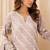 Baby pink embroidered sequence work heavy fox georgette unstitched suit with zarkan