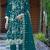 Teal embroidered sequence work heavy organza unstitched suit with moti & fancy lace