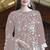 Cream embroidered sequence work heavy organza unstitched suit with moti & fancy lace