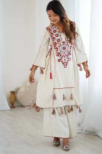 Trendy New Designer Cord Set With Palazzo Mirror Work Cord Set