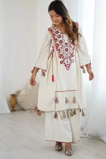 Trendy New Designer Cord Set With Palazzo Mirror Work Cord Set