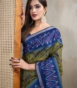 Mehendi Woven Cotton Silk Saree with Blouse Piece