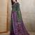 Teal woven cotton saree with blouse piece