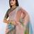 Peach woven cotton saree with blouse piece