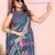 Blue woven linen saree with blouse piece