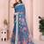 Blue woven linen saree with blouse piece