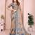 Beige woven linen saree with blouse piece
