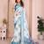 White woven linen saree with blouse piece