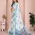 White woven linen saree with blouse piece