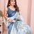 Blue woven linen saree with blouse piece