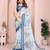 Blue woven linen saree with blouse piece