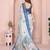 Blue woven linen saree with blouse piece