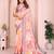 Peach woven linen saree with blouse piece