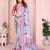 Blue woven linen saree with blouse piece