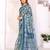 Blue woven cotton saree with blouse piece