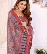 Red Woven Cotton Silk Saree with Blouse Piece