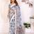 White woven cotton saree with blouse piece