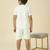 lycra woven half sleeves placement printed t-shirt and short set - white