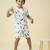 lycra woven half sleeves placement printed t-shirt and short set - white