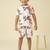 lycra woven half sleeves placement printed t-shirt and short set - white