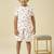 lycra woven half sleeves placement printed t-shirt and short set - white