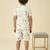 lycra woven half sleeves placement printed t-shirt and short set - white