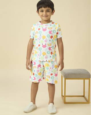 lycra woven half sleeves placement printed t-shirt and track set - white 1