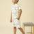 lycra woven half sleeves placement printed t-shirt and short set - white