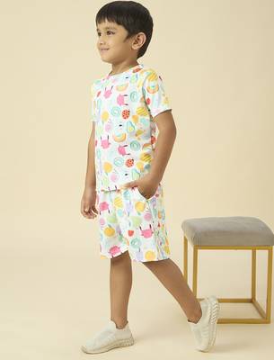 lycra woven half sleeves placement printed t-shirt and track set - white 3