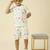 lycra woven half sleeves placement printed t-shirt and short set - white