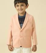 full sleeves blazer set with graphic printed t-shirt - peach