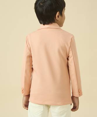 full sleeves blazer set with graphic printed t-shirt - peach 2