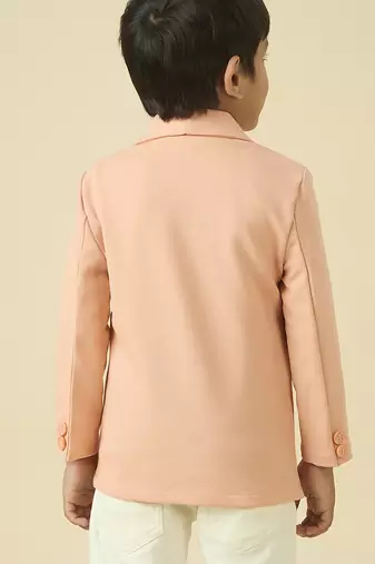 full sleeves blazer set with graphic printed t-shirt - peach