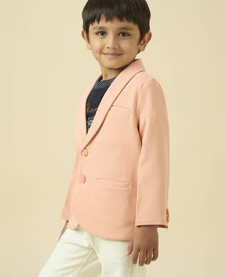 full sleeves blazer set with graphic printed t-shirt - peach 3